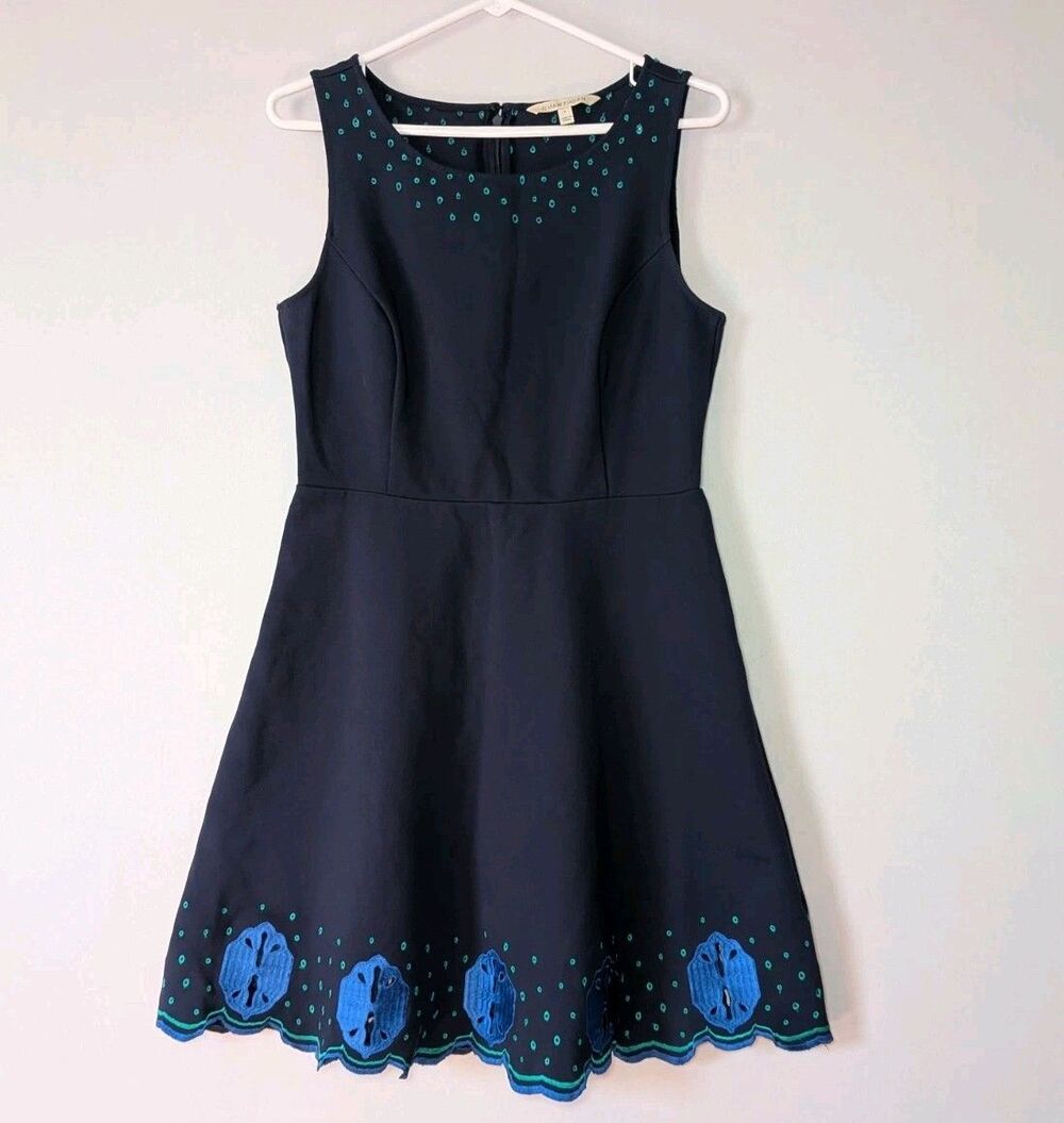 41 Hawthorn Women's Medium Paloma Embroidered Trim Dress Blue Green Sleeveless M